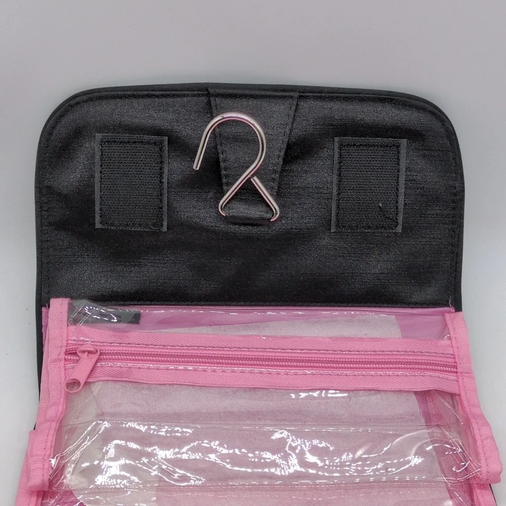 Mary Kay Travel Cosmetic Bag Black Pink Hanging‎ Make Up Organizer Folding NEW